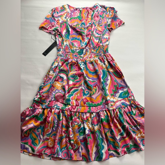 NEW Nicole Miller Vibrant Multicolor Mini Dress. Silky feel. Size XS - Picture 2 of 9